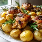 knuspriger Rosmarinkartoffel Hyhnchenkeulen Blech