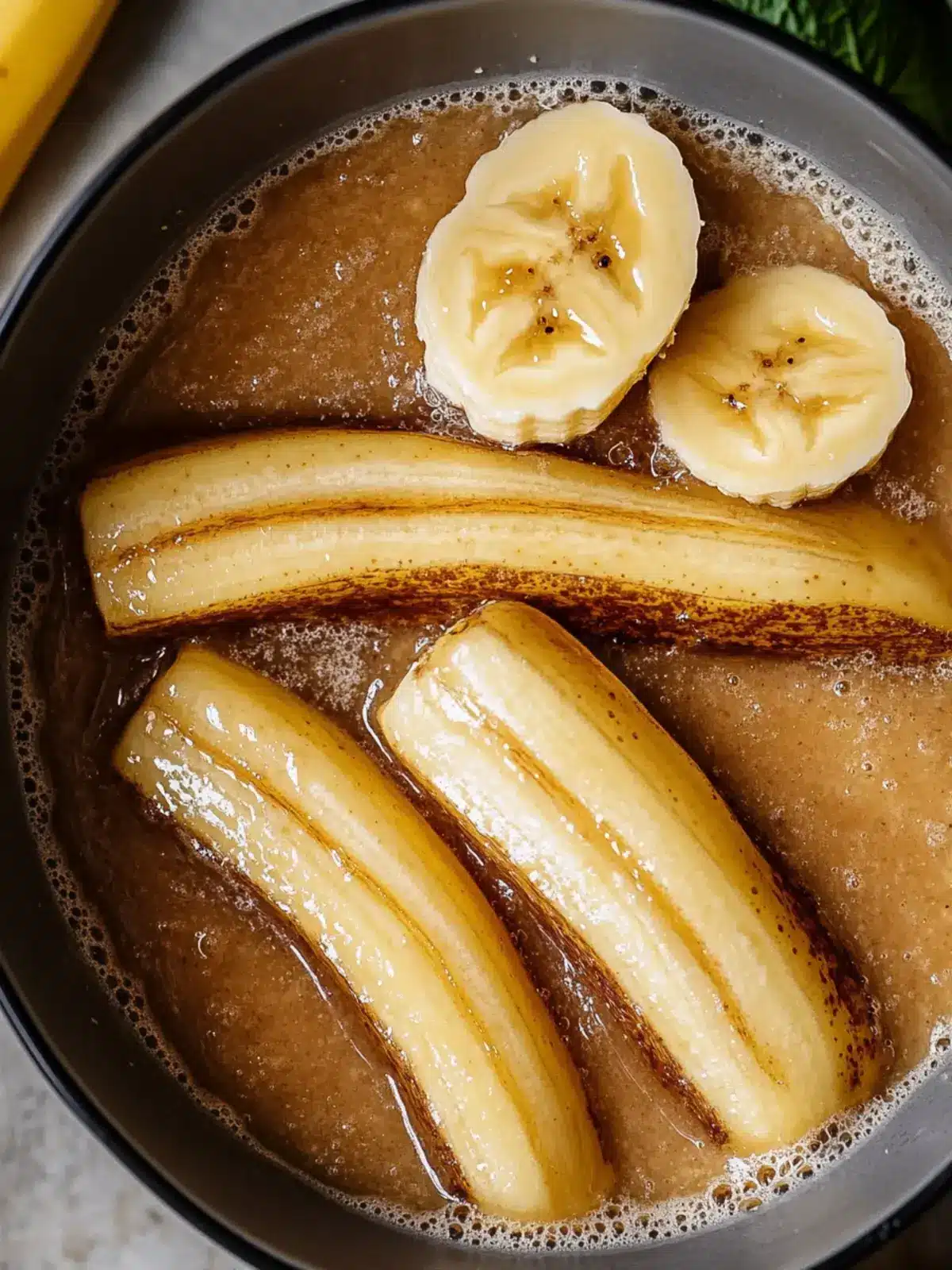 10-Minuten Sticky Süß Karamellisierte Bananen