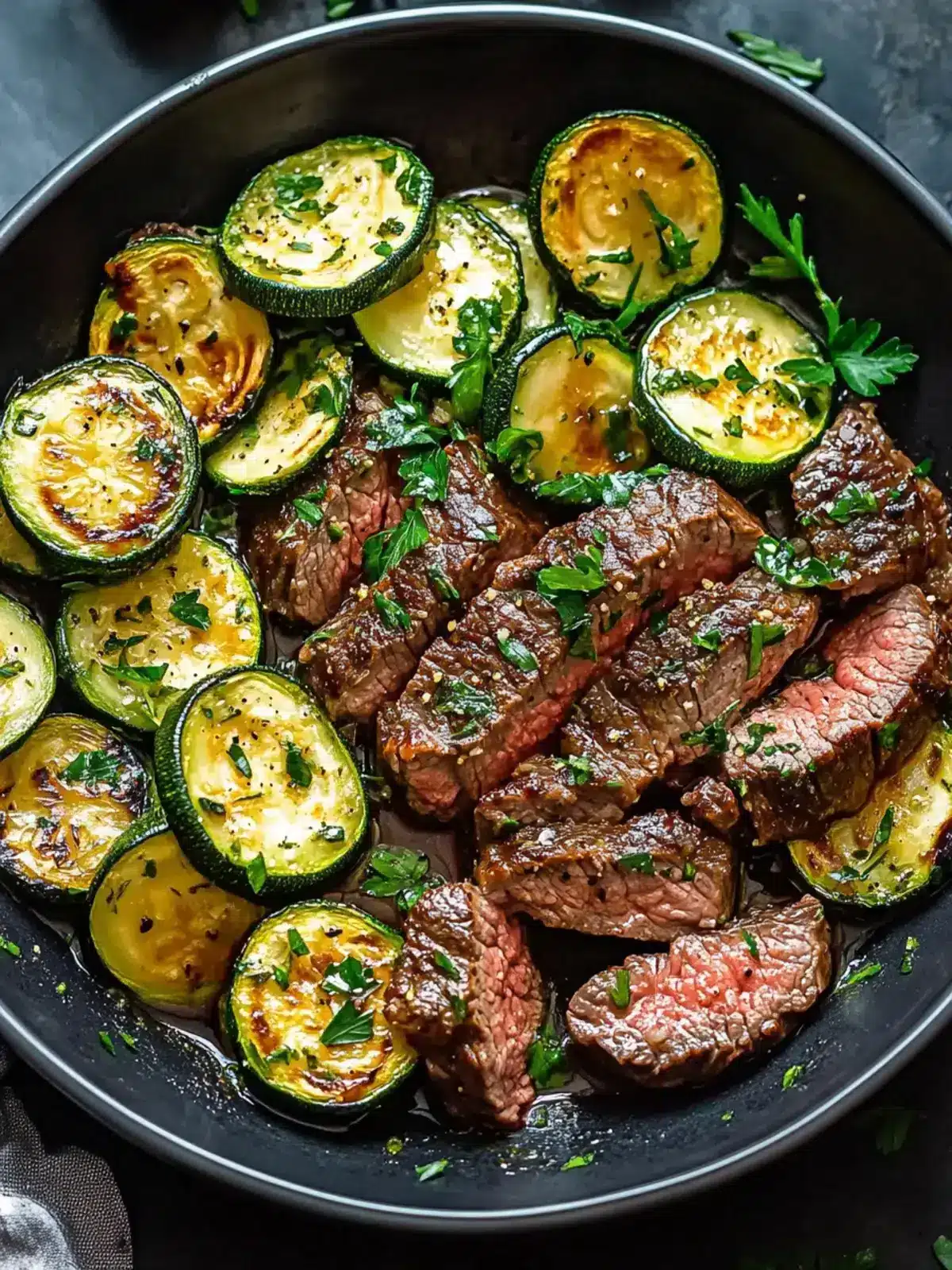 30 Minuten Knoblauchbutter Steak Zucchini