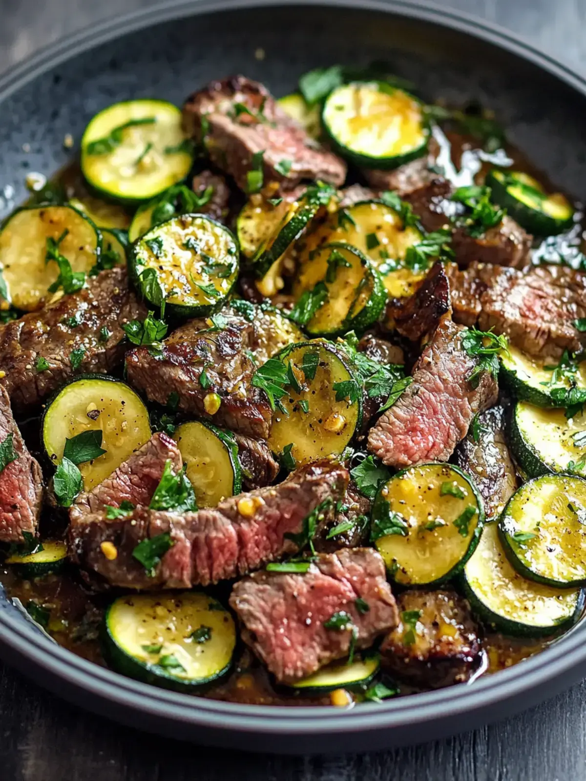 30 Minuten Knoblauchbutter Steak Zucchini