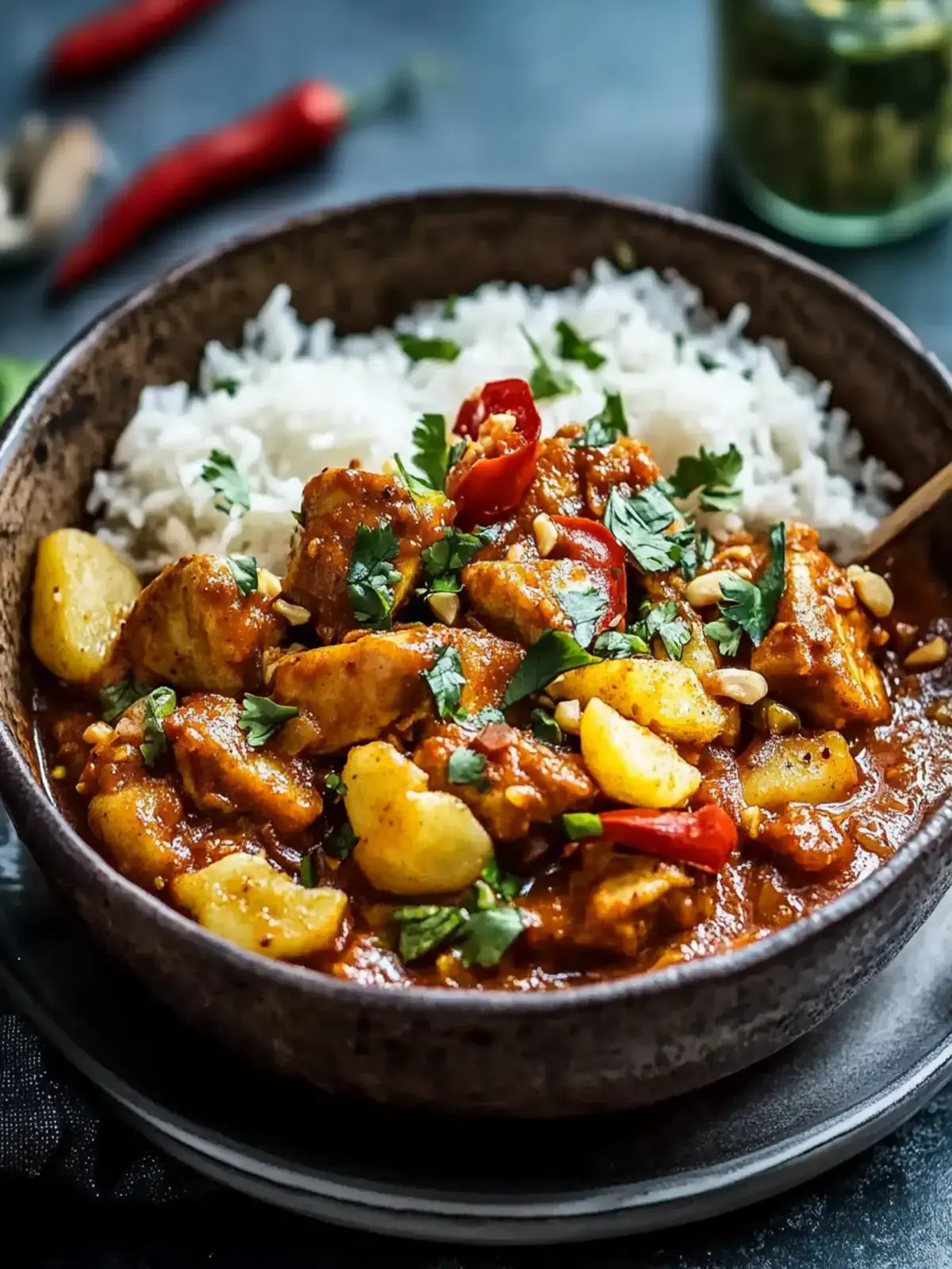 Afrikanischer Erdnusseintopf mit Hühnchen und Süßkartoffeln