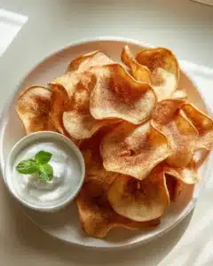 Air Fryer Apfel-Zimt Chips mit Joghurt-Dip
