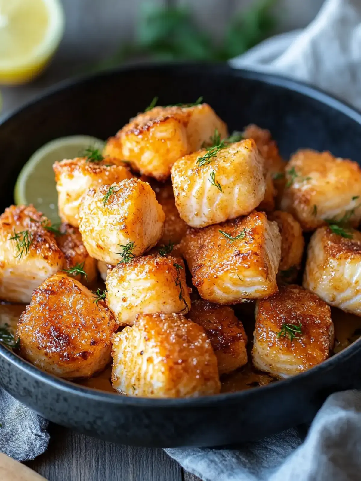 Air Fryer Lachs Bissen mit heißem Honig