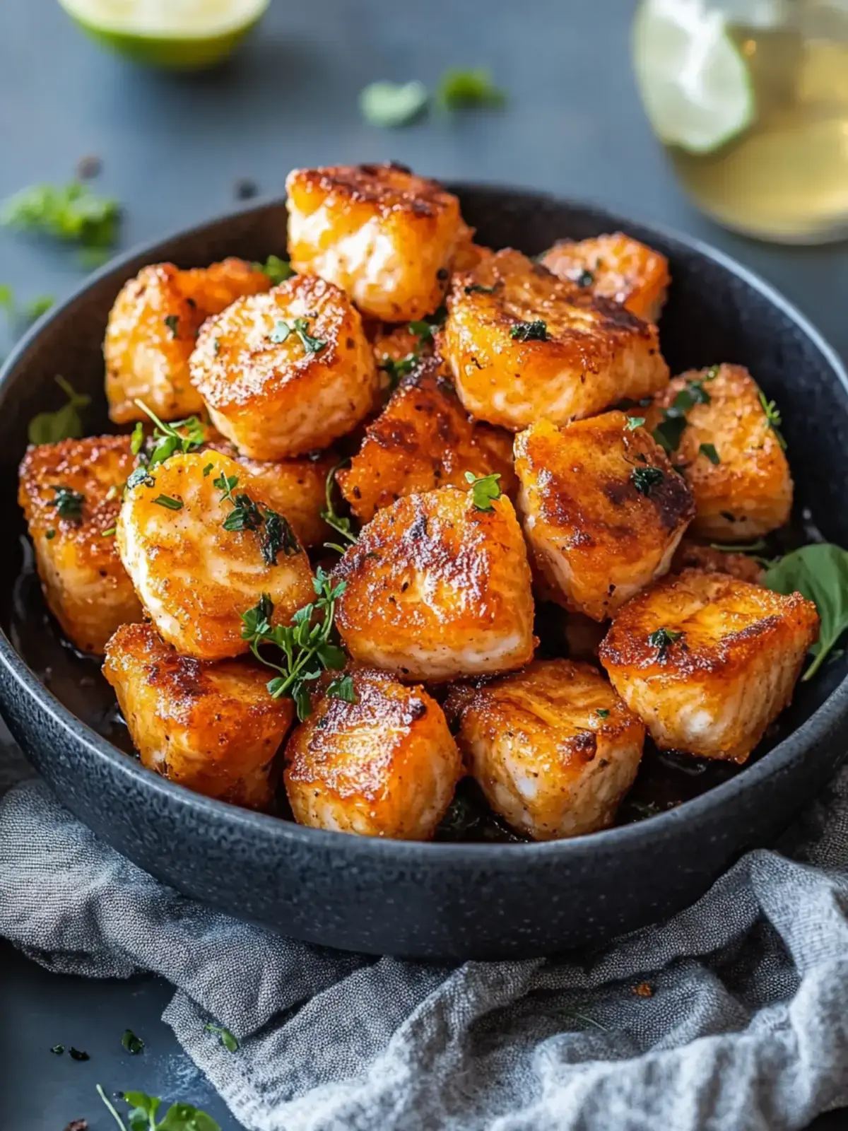 Air Fryer Lachs Bissen mit heißem Honig
