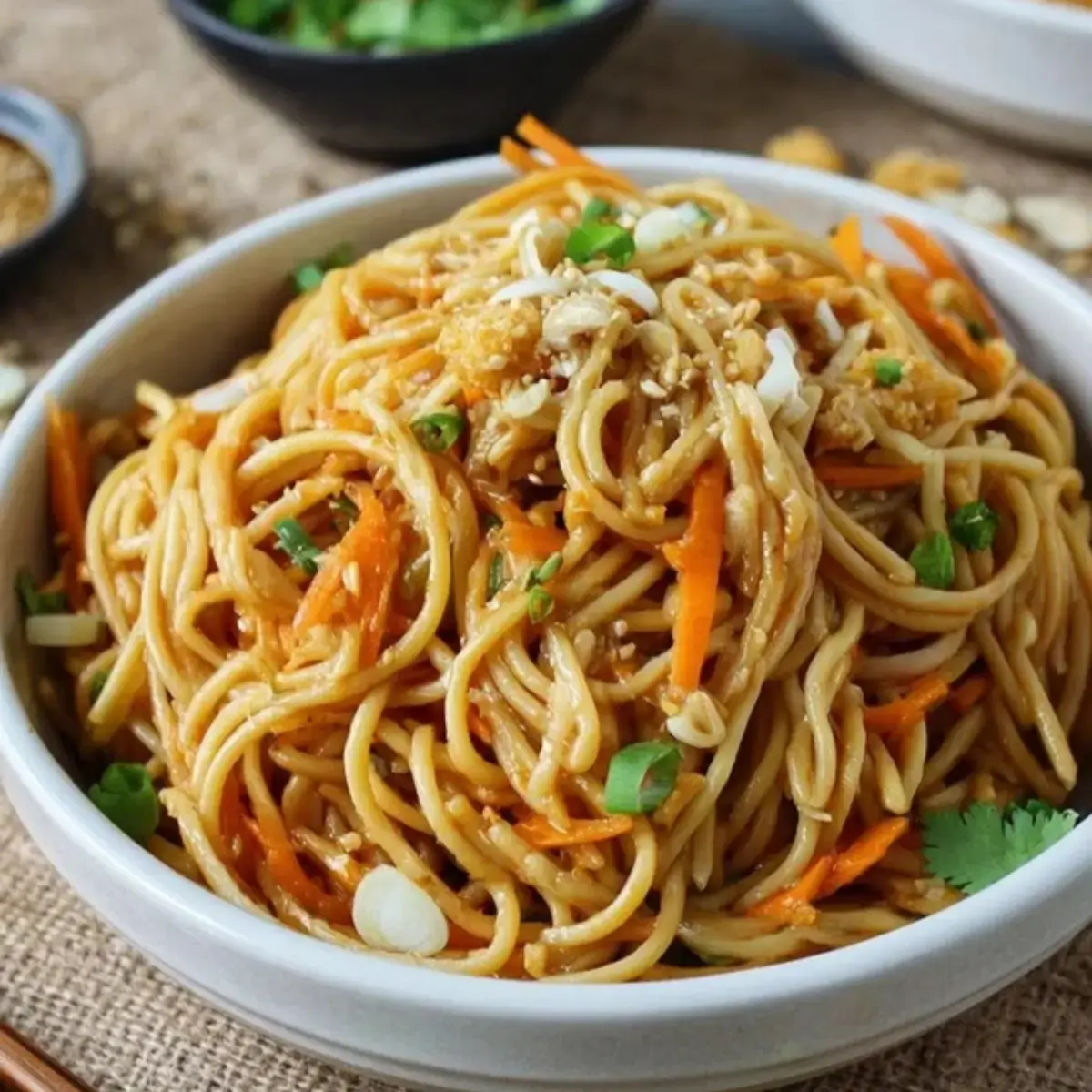 Asiatischer Spaghettisalat mit Sojasauce