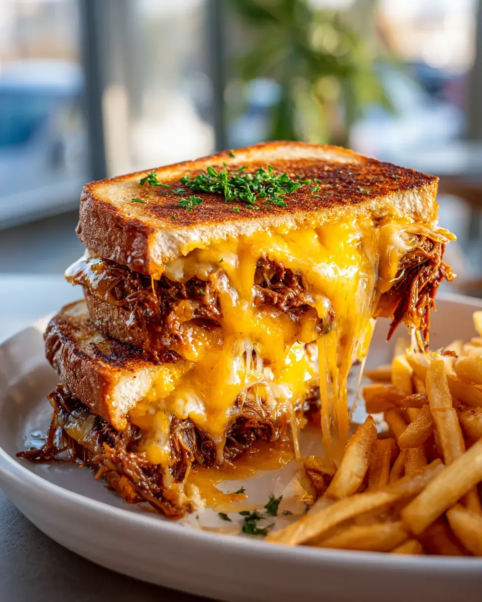BBQ Pulled Beef Grilled Cheese Sandwich