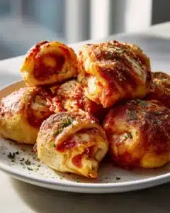 Leckere Baked Pizza Rolls mit Tomatensauce-Füllung