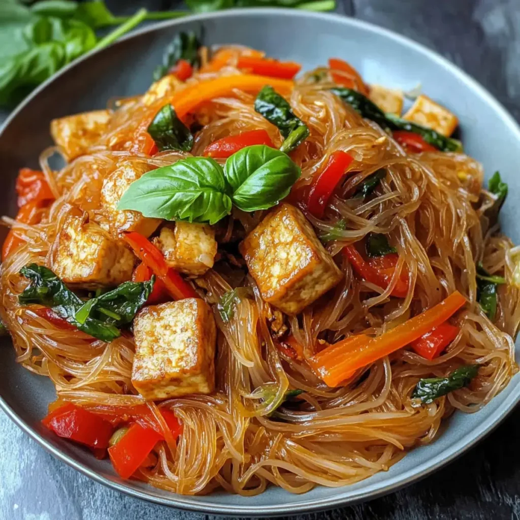 Basilikum und Tofu Vermicelli