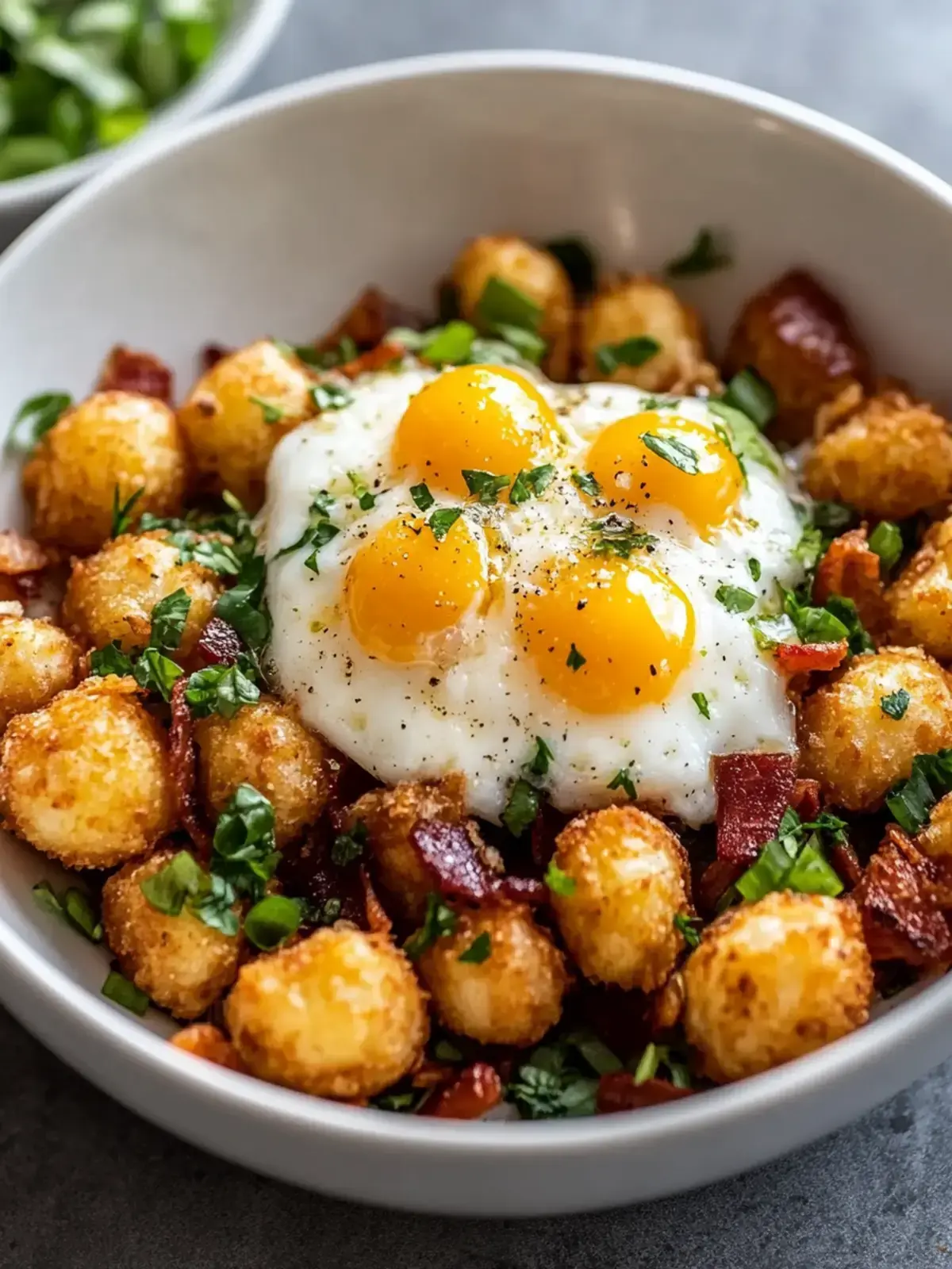Beladene Tater-Tot-Frühstücksschüssel