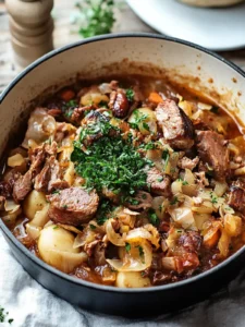 Bigos mit Rindfleisch im Dutch Oven