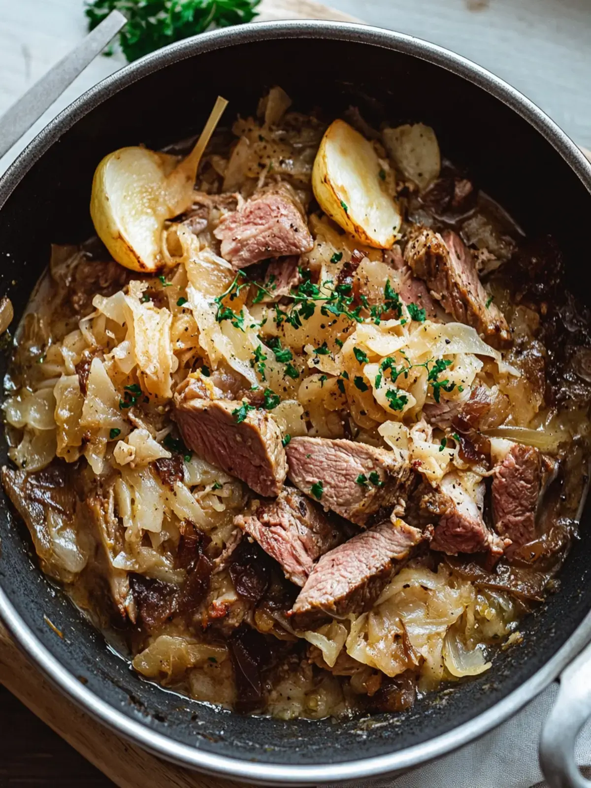 Bigos mit Rindfleisch im Dutch Oven