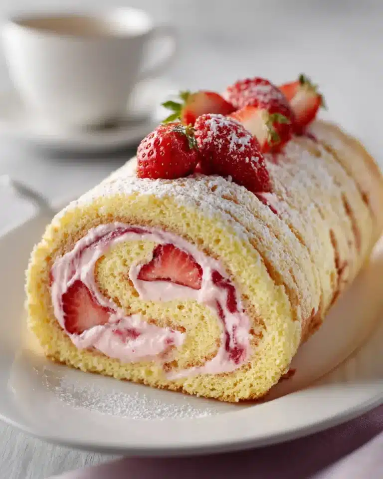 Biskuitrolle mit Erdbeerfüllung – Köstlich und alkoholfrei! – Tastelle