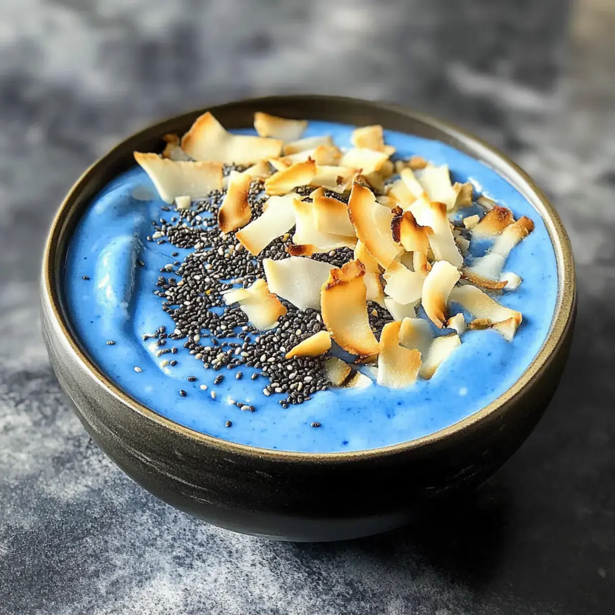 Blauer Kokosnuss-Smoothie-Bowl