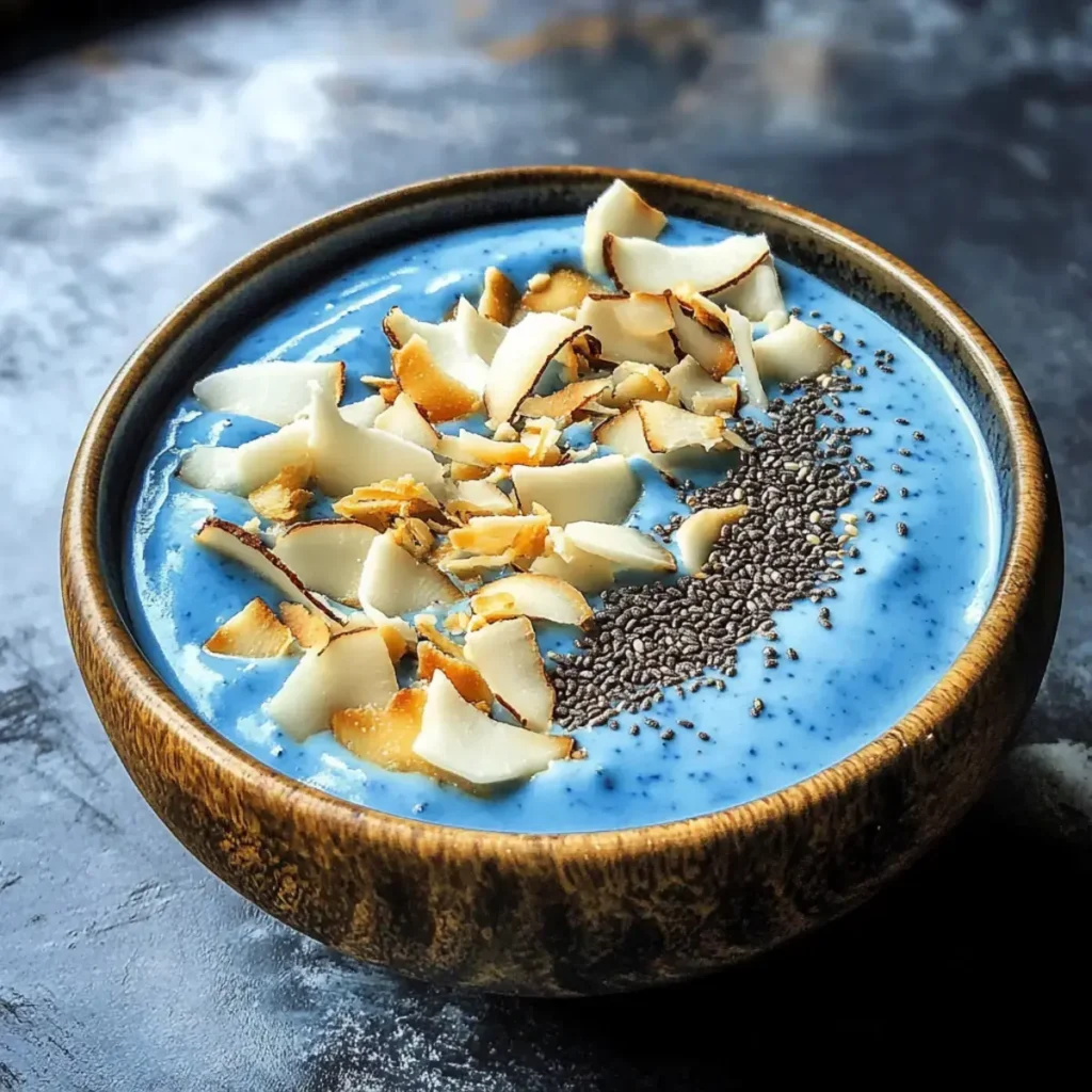Blauer Kokosnuss-Smoothie-Bowl