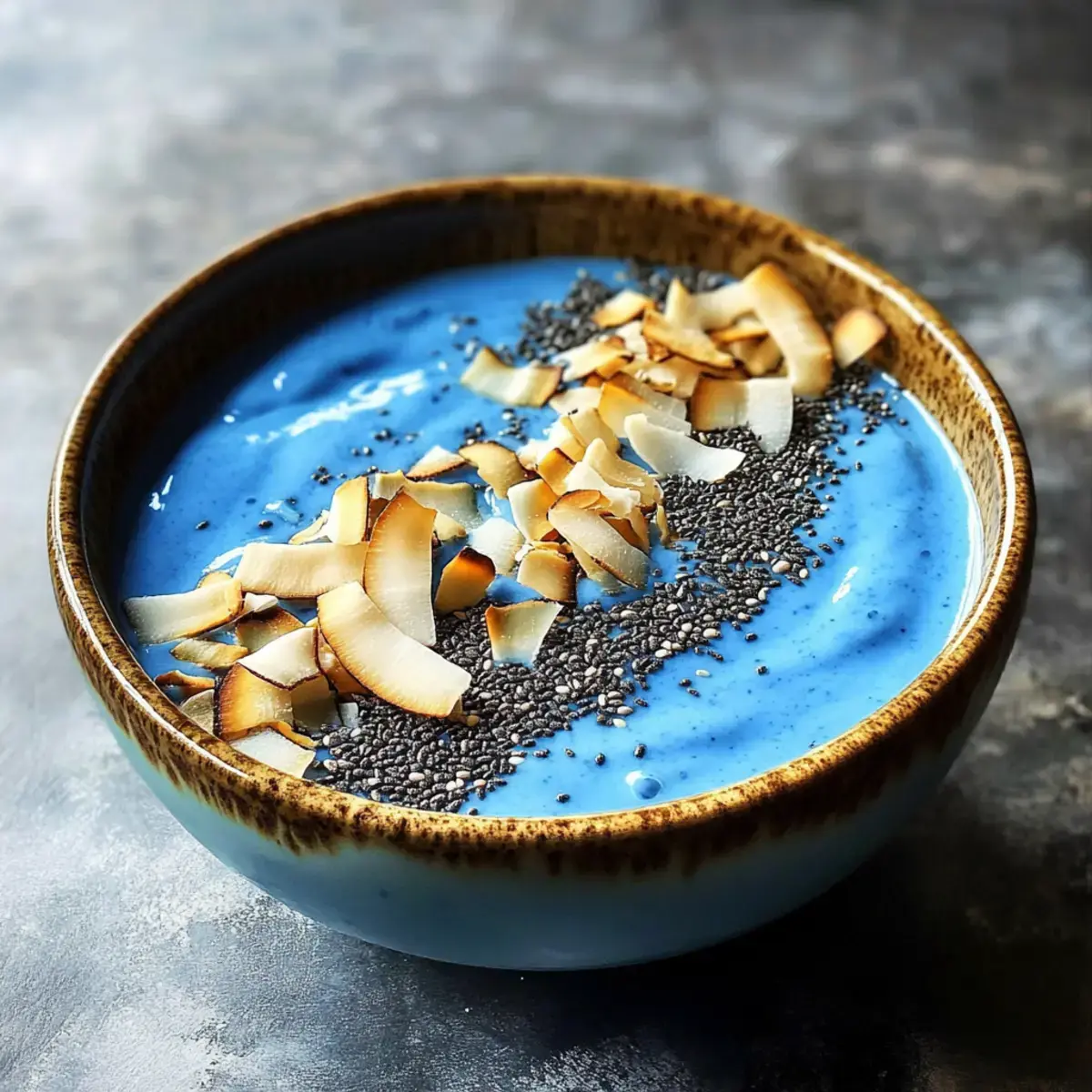 Blauer Kokosnuss-Smoothie-Bowl