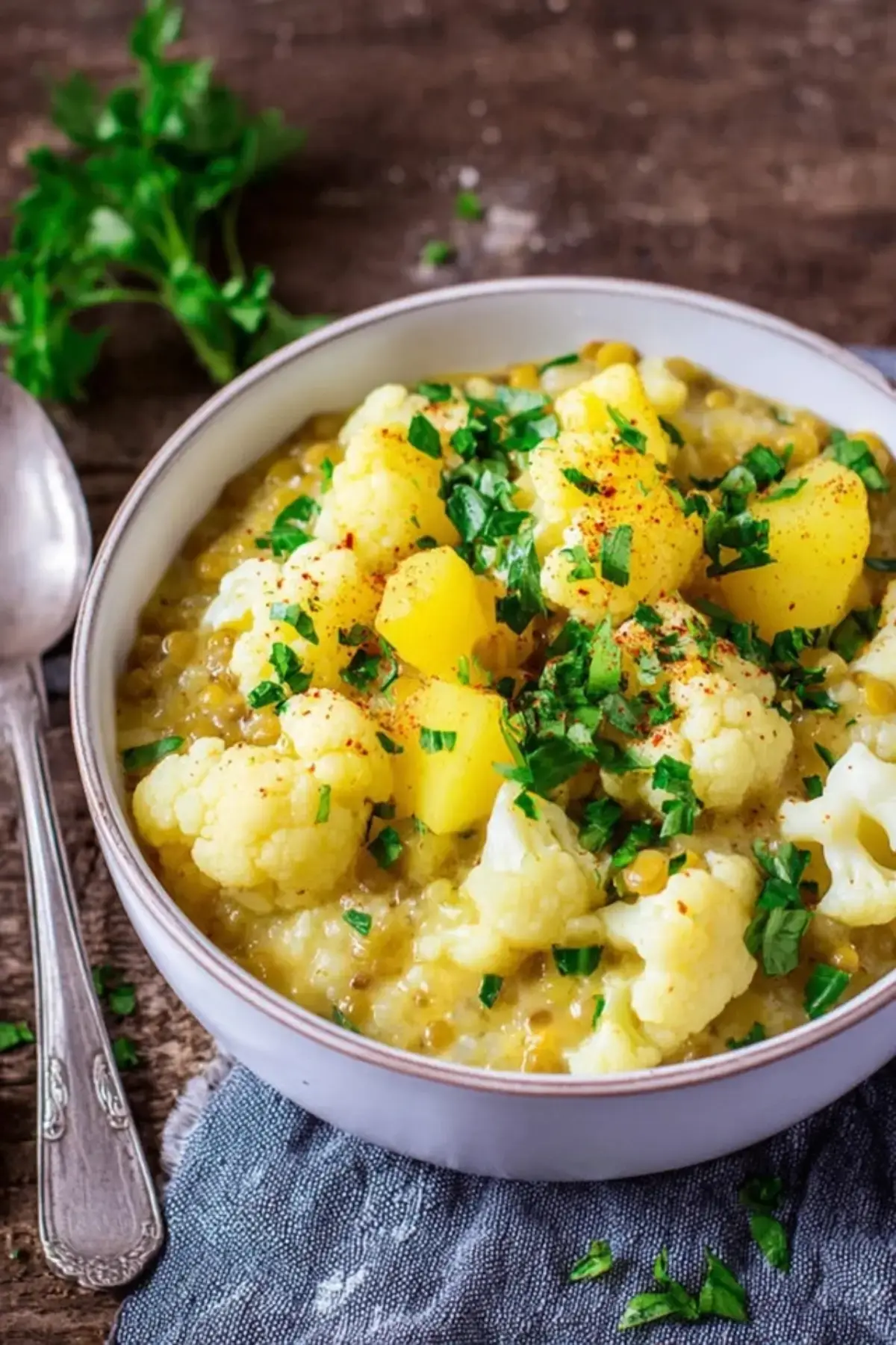 Blumenkohl Kartoffel Curry mit Linsen