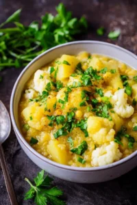 Aromatisches Blumenkohl Kartoffel Curry mit Linsen