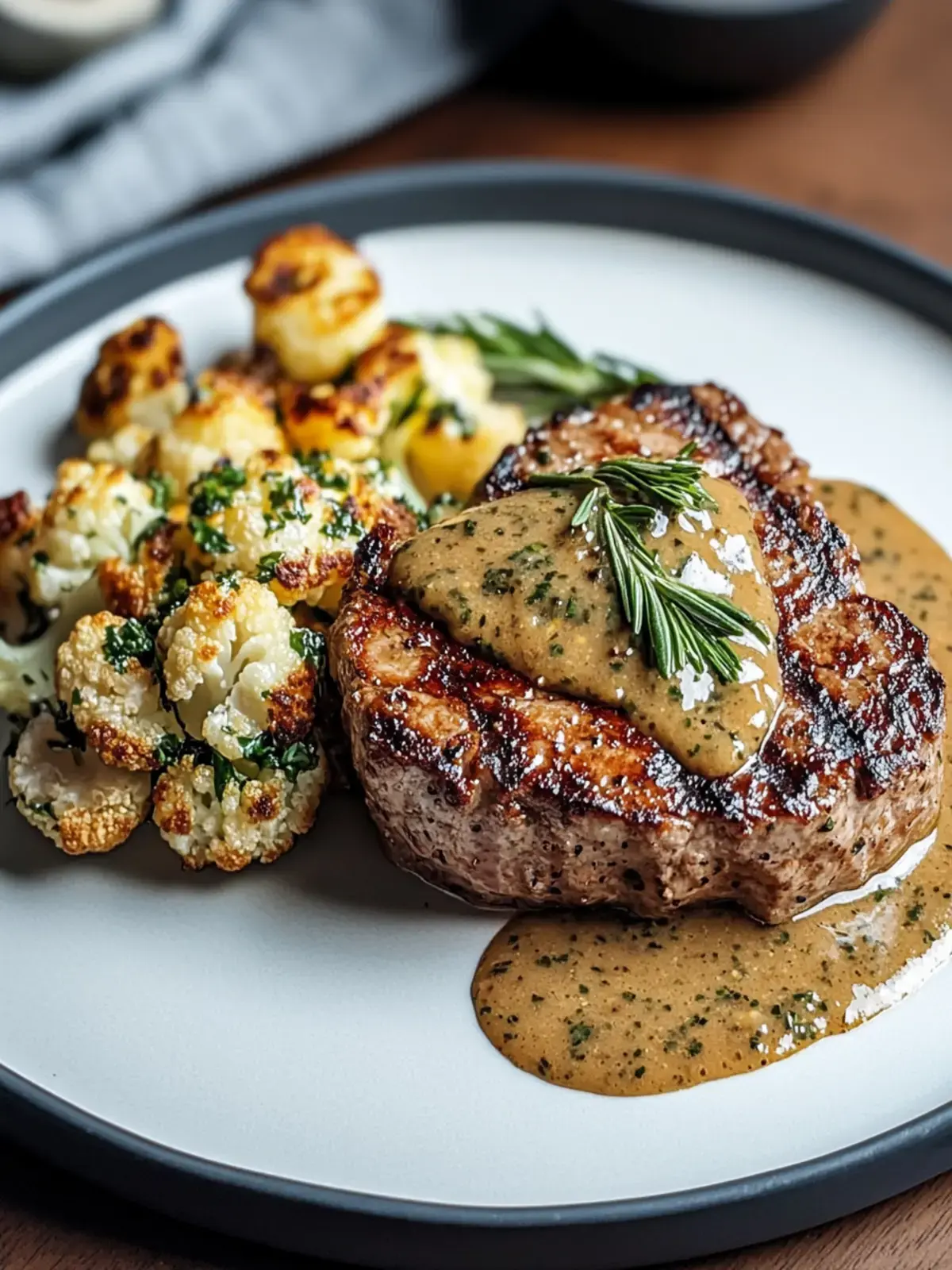 Blumenkohlsteak mit Pfefferrahmsauce
