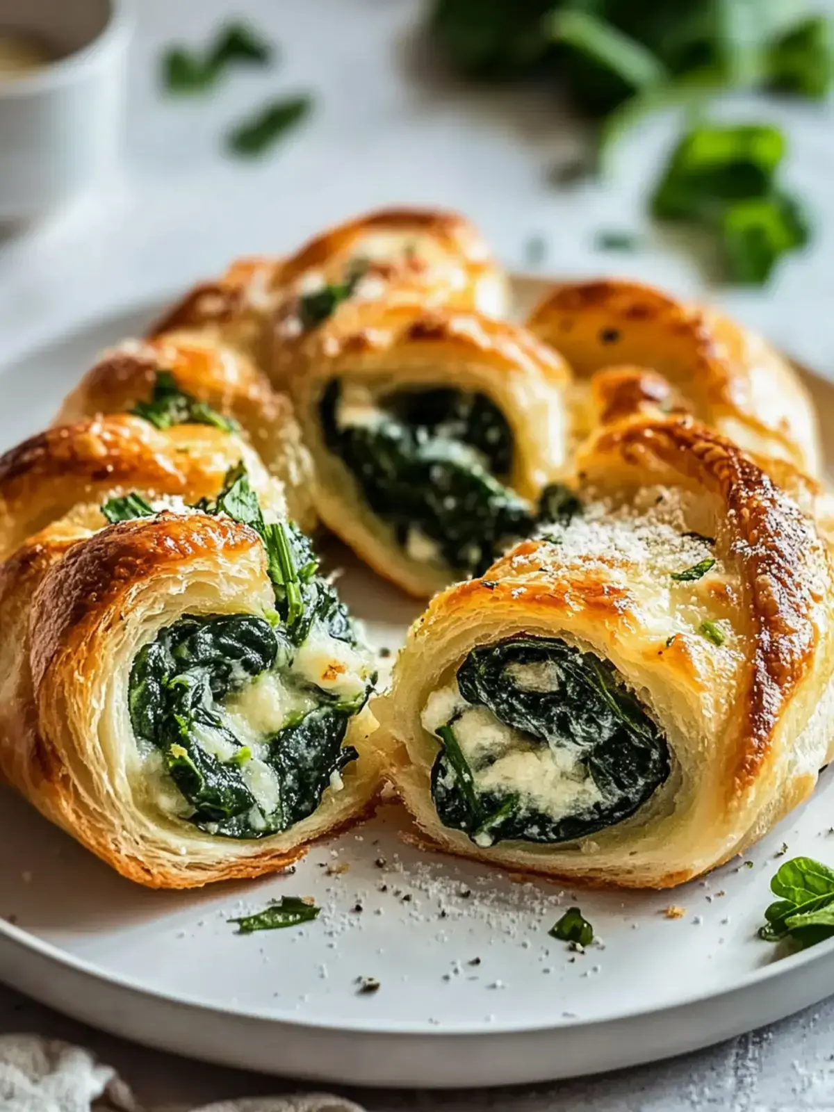 Blätterteig Schnecken mit Spinat und Käse