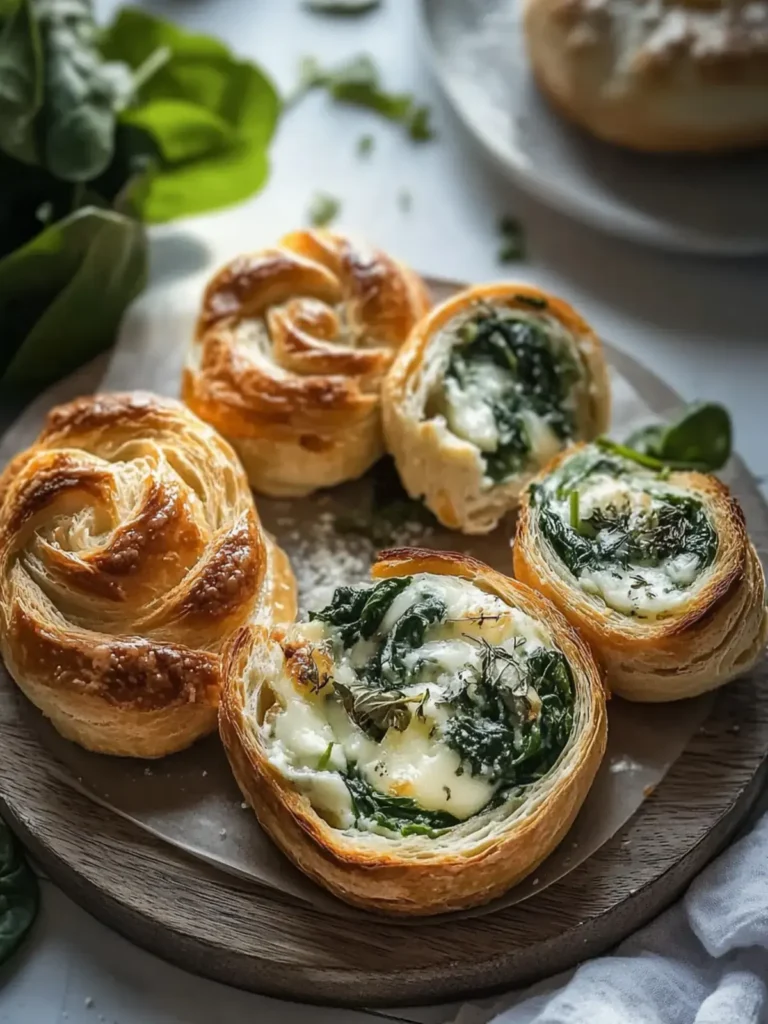 Blätterteig Schnecken mit Spinat und Käse