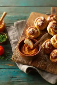 Bretzel Bites mit Dip und Tomatenbutter