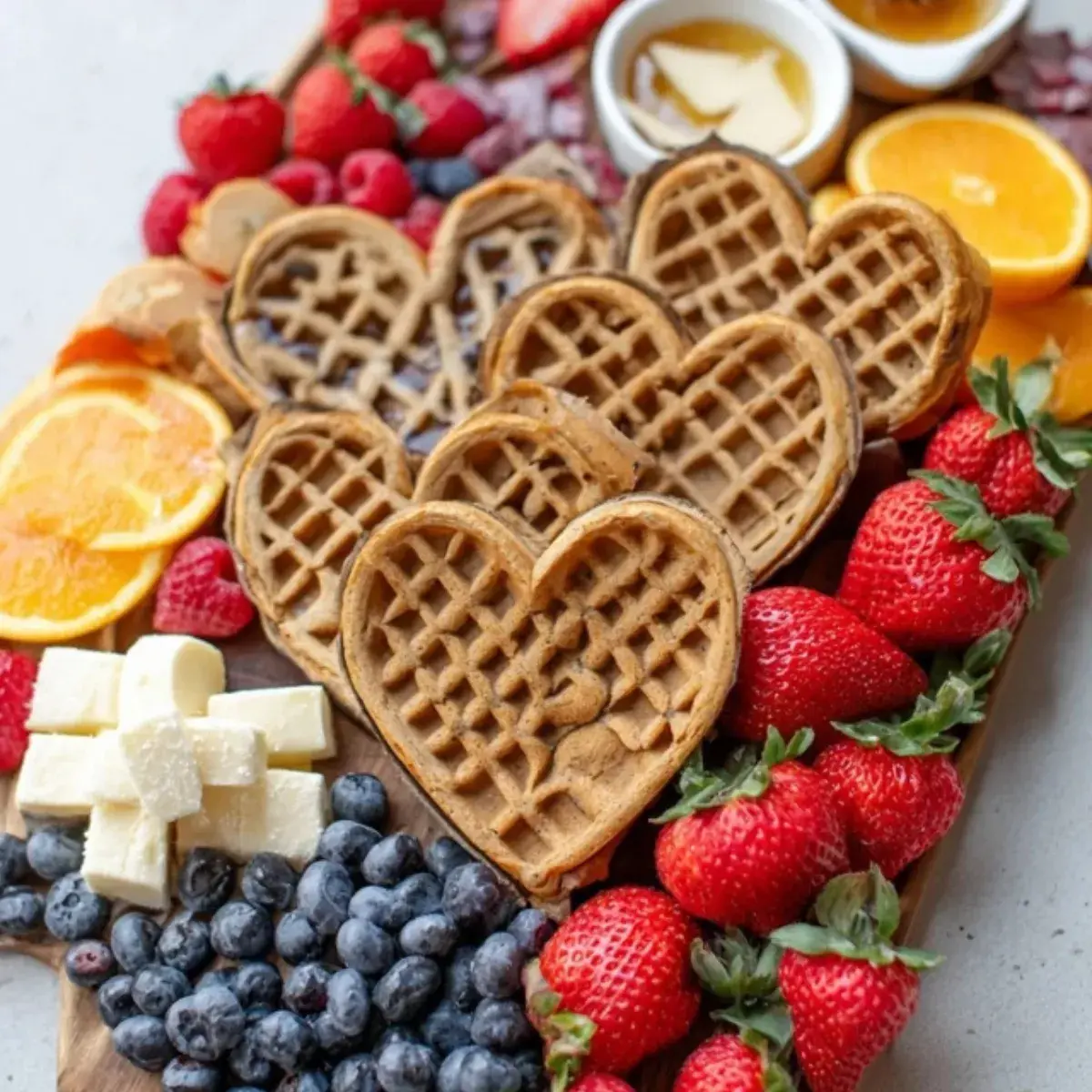 Brunch Board mit Herz Waffeln
