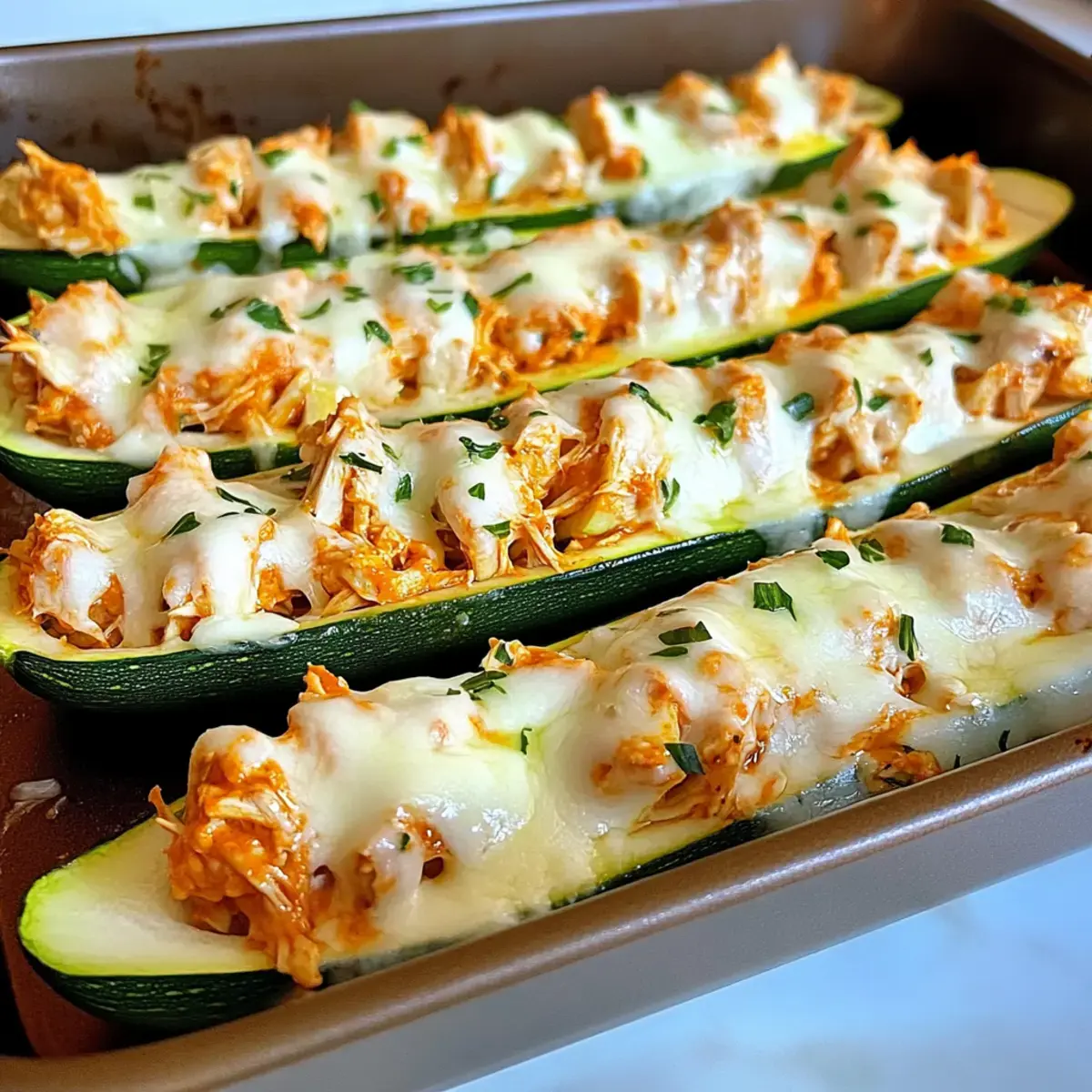 Buffalo Hühnchen Zucchini Boote