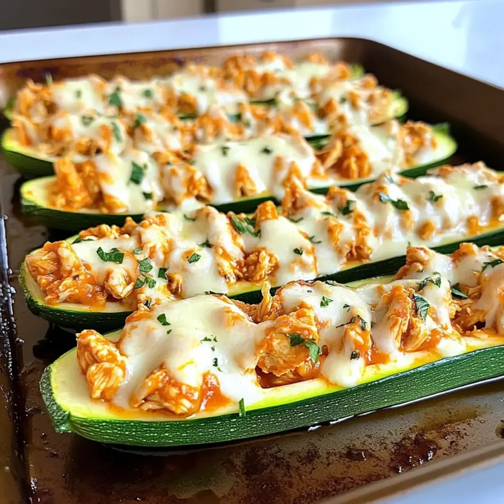 Buffalo Hühnchen Zucchini Boote