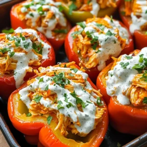 Buffalo-Hühnchen gefüllte Paprika