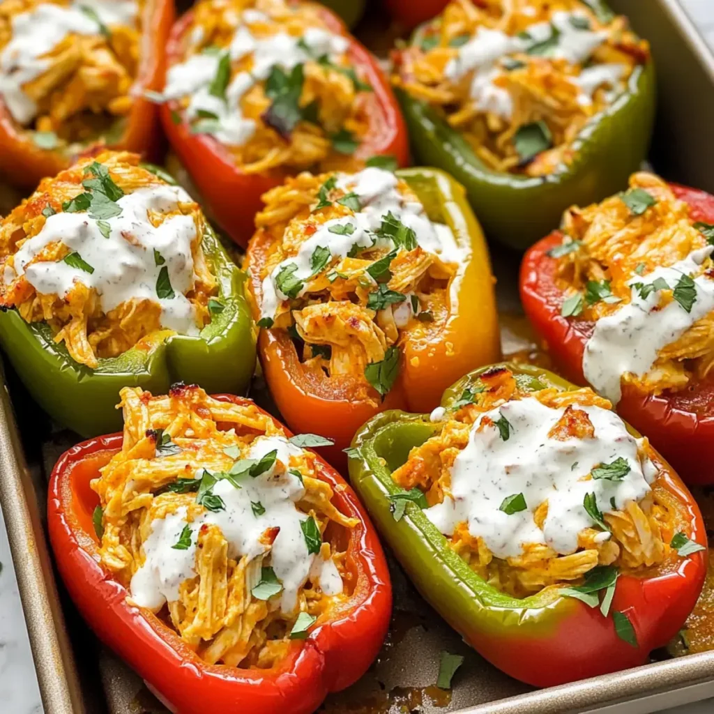 Buffalo Hühnchen gefüllte Paprika