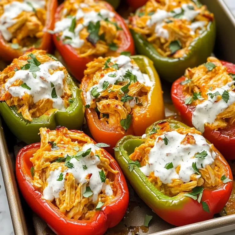 Buffalo Hühnchen gefüllte Paprika