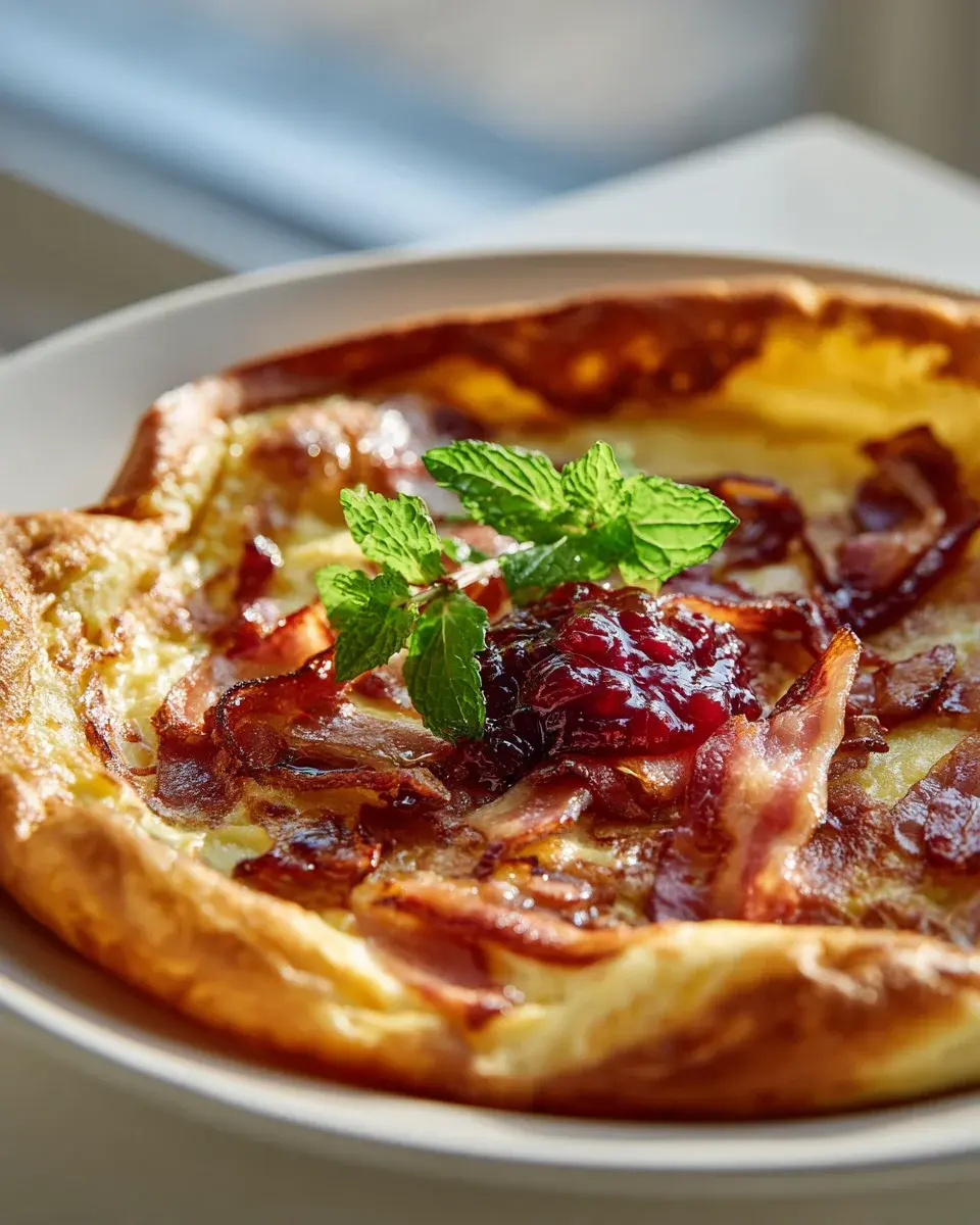 Bäckerpfannkuchen Rindfleischspeck Preiselbeermarmelade