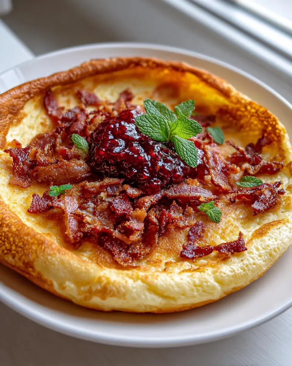 Bäckerpfannkuchen Rindfleischspeck Preiselbeermarmelade