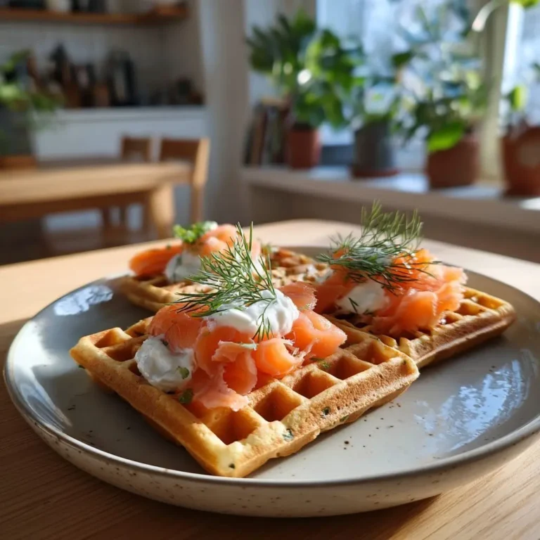 Bärlauch-Waffeln mit Räucherlachs
