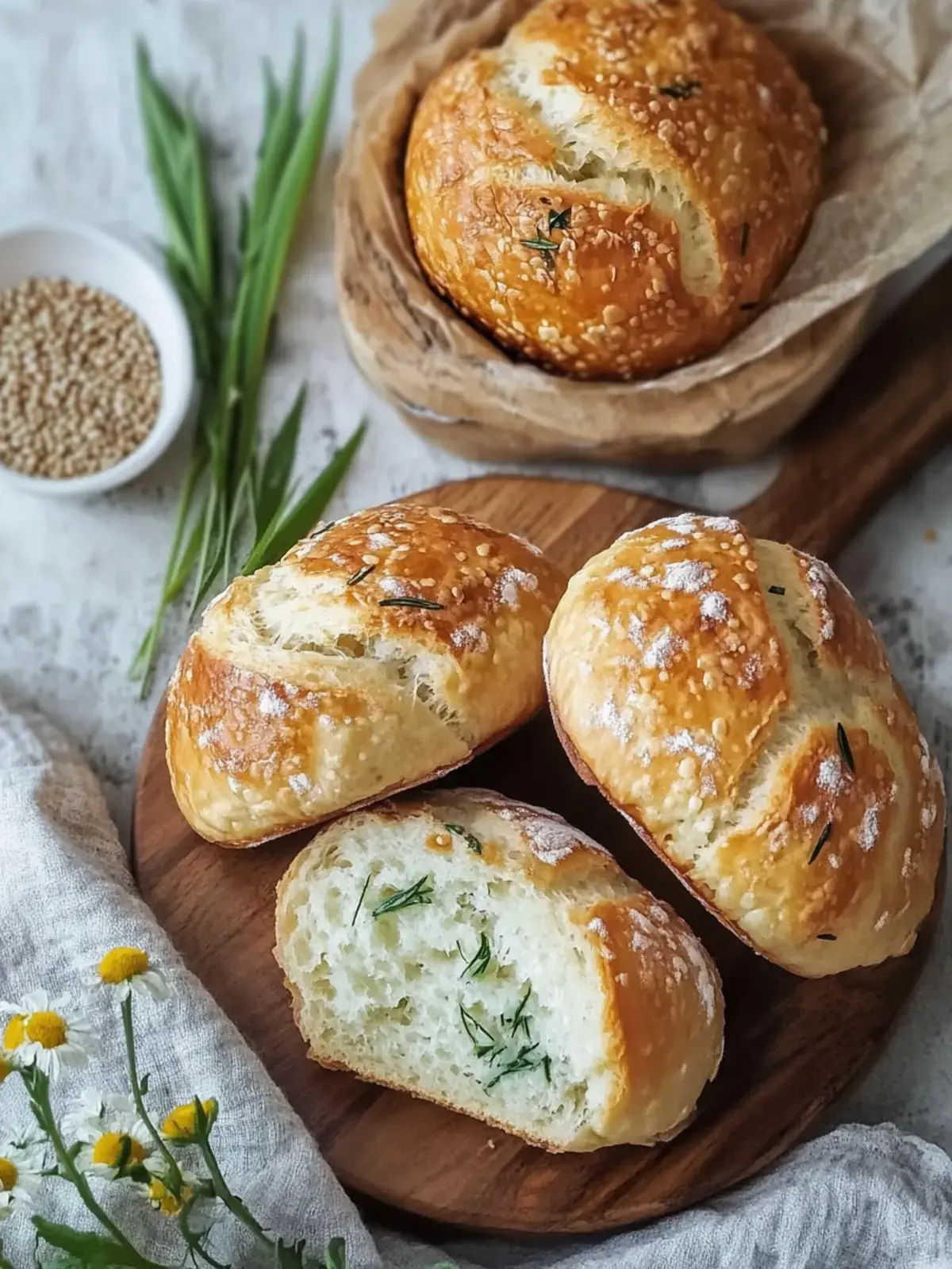 Bärlauchbrötchen ohne Hefe