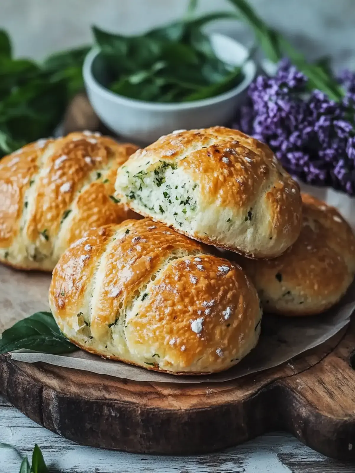 Bärlauchbrötchen ohne Hefe