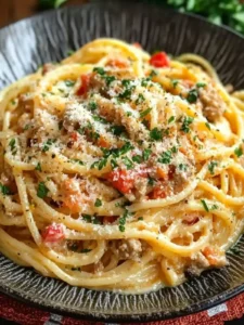 Cajun Rindfleisch Spaghetti in cremiger Drei-Käse-Soße