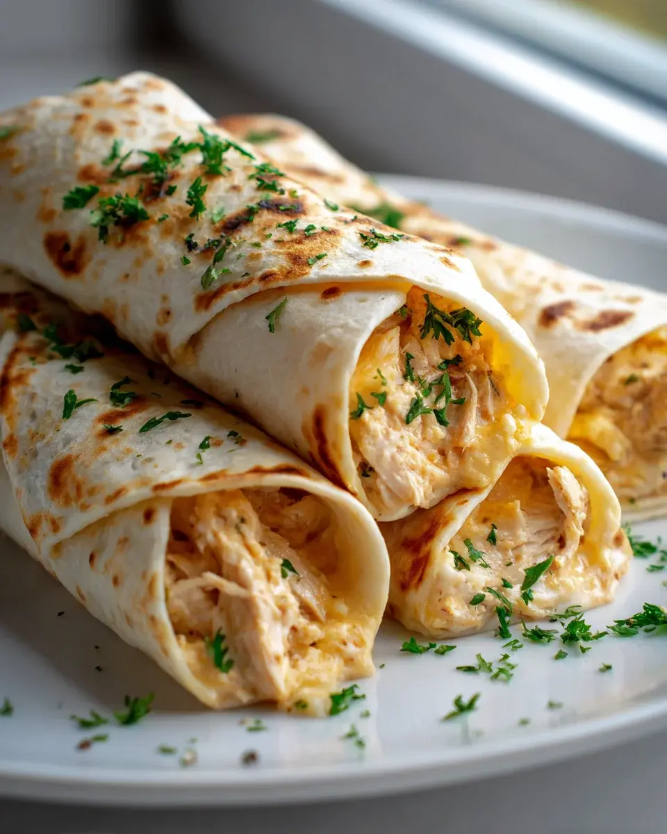 Cheesy Garlic Chicken Wraps