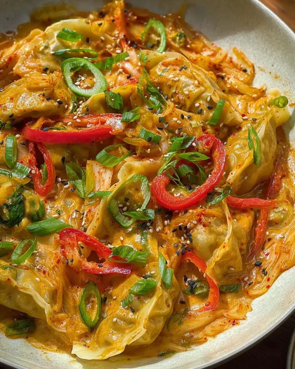 Cremige Gyoza Dumpling Pfanne