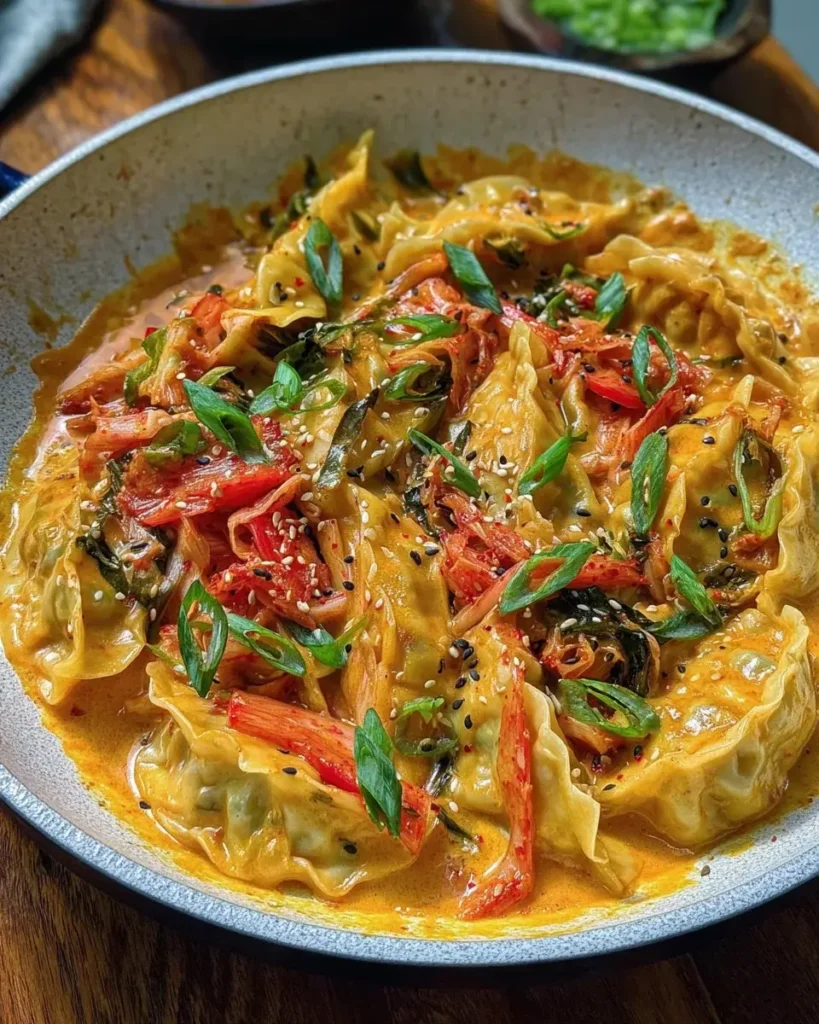 Cremige Gyoza Dumpling Pfanne