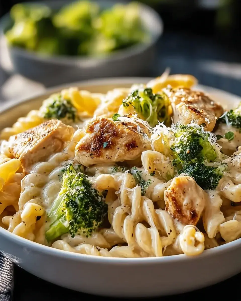 Cremige Hähnchen Brokkoli Pasta
