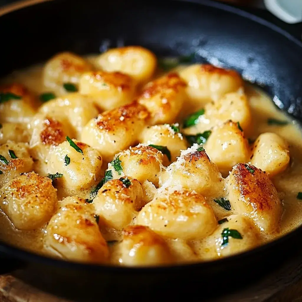 Cremige Knoblauch Hähnchen Gnocchi Pfanne