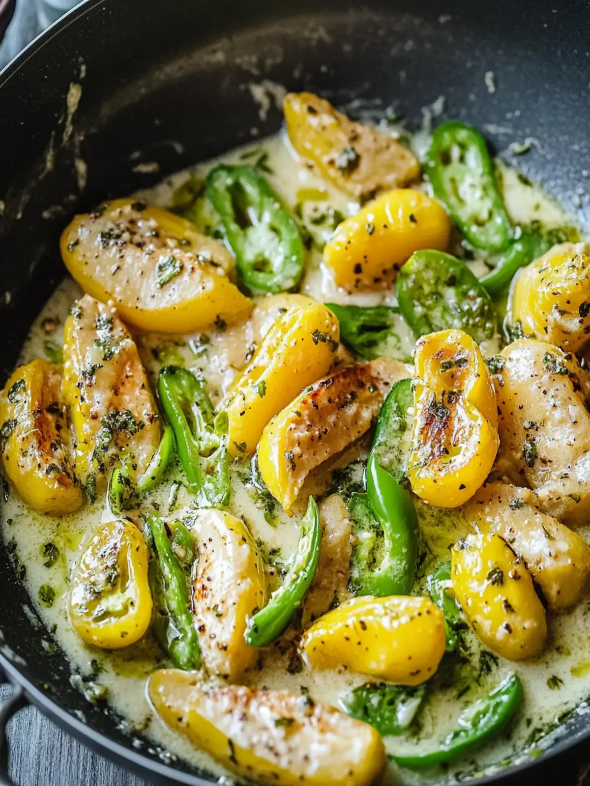 Cremige Pepperoncini Hühnchen Pfanne