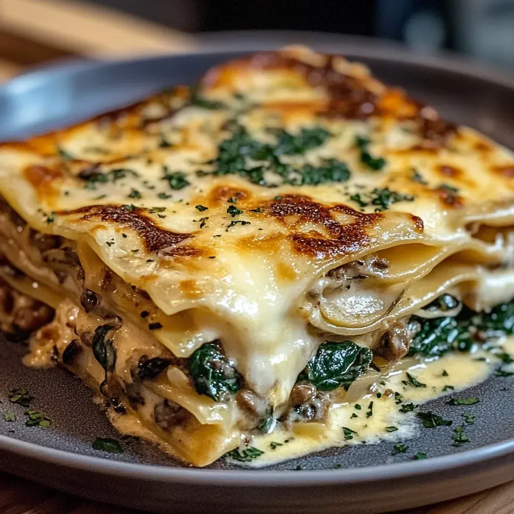 Cremige Spinat-Pilz-Lasagne Rezept