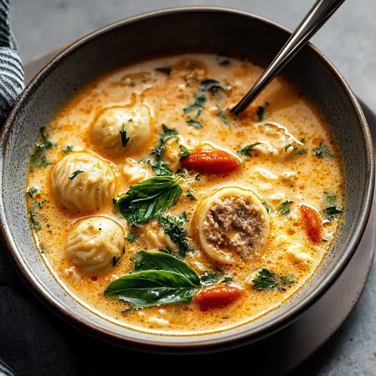 Cremige italienische Hackbällchensuppe