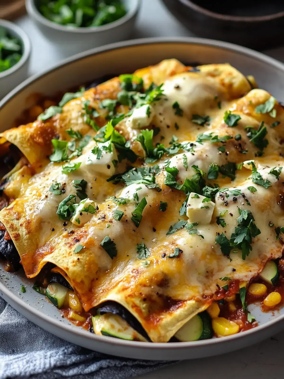 Cremige vegane Zucchini Enchiladas