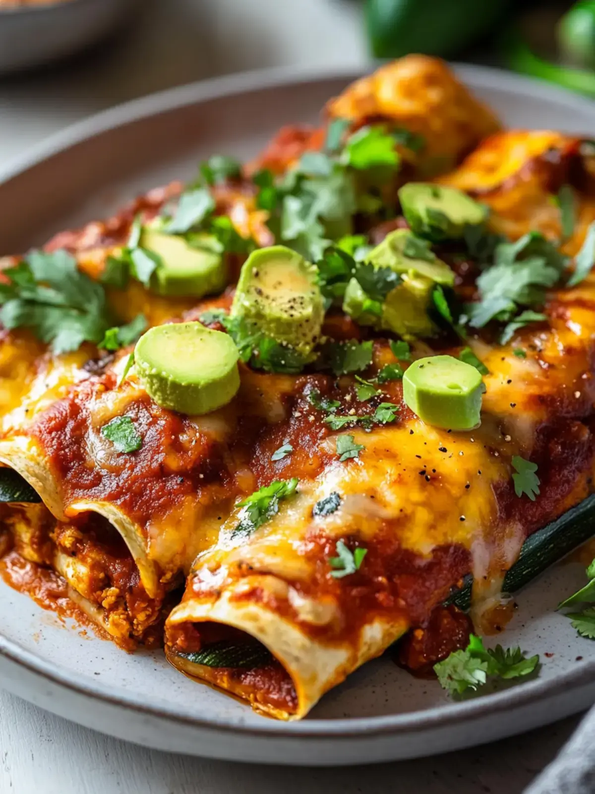 Cremige vegane Zucchini Enchiladas