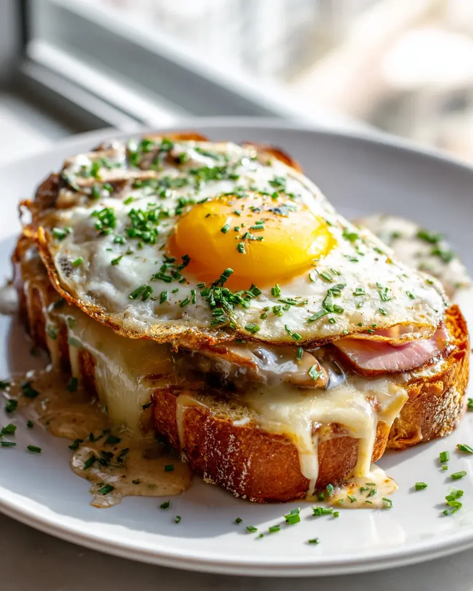 Cremiger Croque Madame Rind Pilze