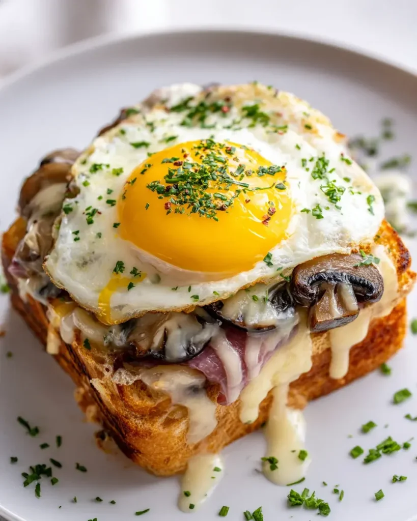 Cremiger Croque Madame Rind Pilze