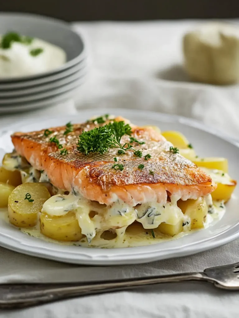 Cremiger Lachs Auflauf mit Kartoffeln